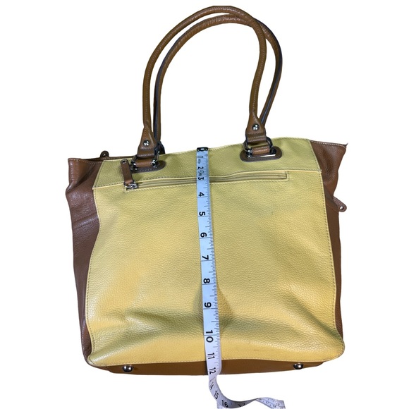 Tignanello Mustard Yellow and Brown Shoulder Bag/ Tote - Picture 6 of 13